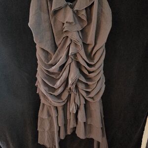 Fashion Nova Villa Ruffle Mini Dress in Gray